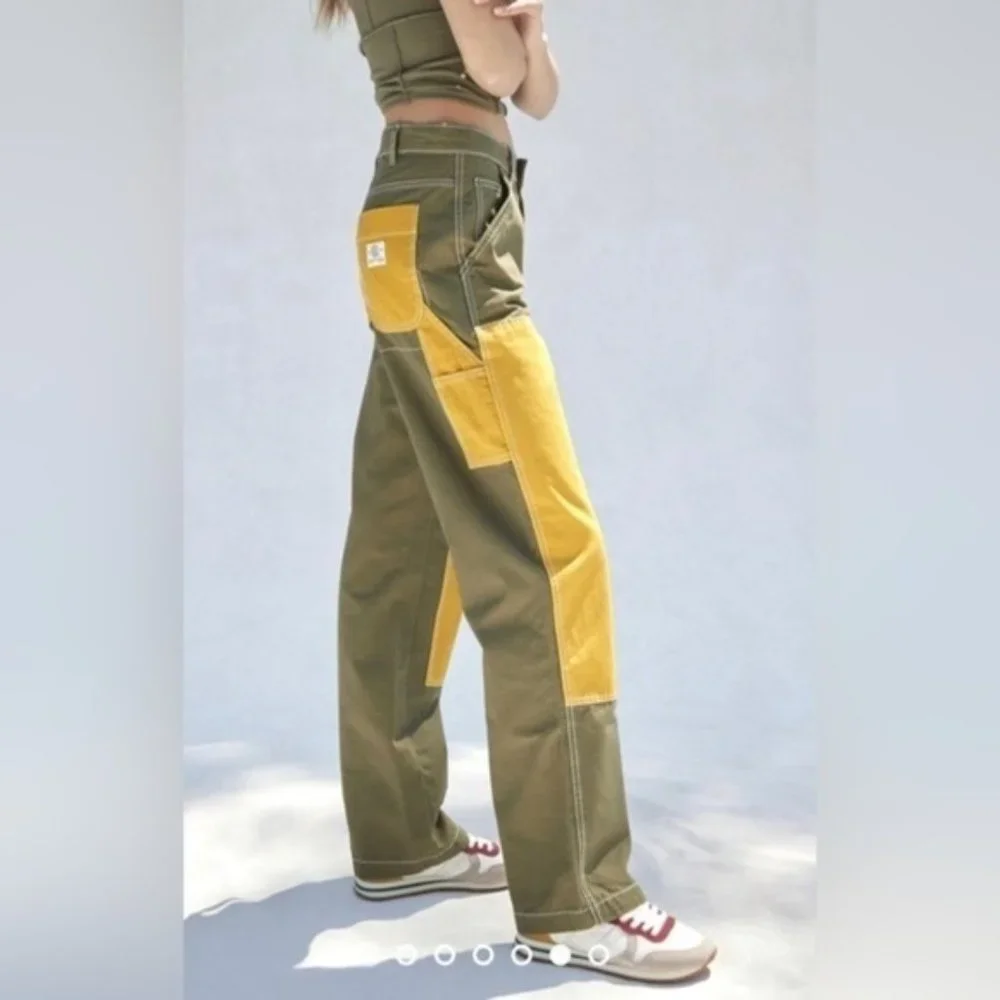 URBAN OUTFITTERS | NWT ๐ท๏ธ BDG cargo Canvas Carpenter Pant green yellow sz 25 - Picture 1 of 8